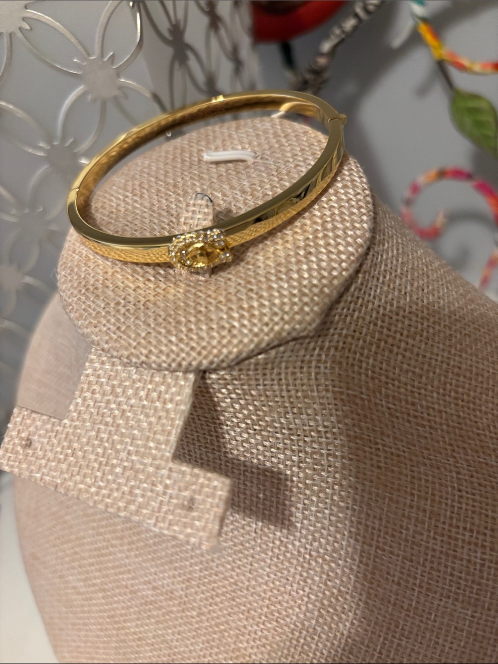 Coach Gold Crystal Knot Bangle Bracelet